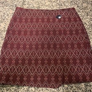 Maroon and navy Loft skirt, size 4